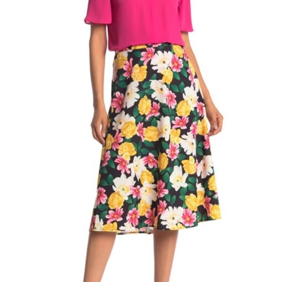 T Tahari Multi-color Floral A-Line Pull-On Skirt - Picture 1 of 3